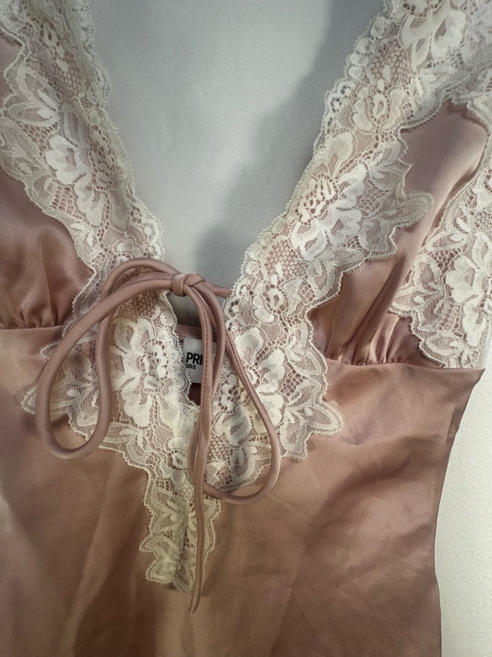 Princess Polly Satin Lace-Trim Dress in Blush Pink - Picture 3 of 5